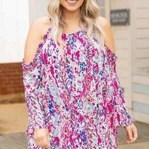 💥Ellarinn Boho Floral Cold Shoulder Tunic Blouse